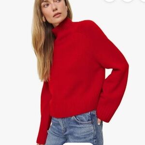 Reformation Brooke Cashmere Cropped Turtleneck Cherry Size XS Like New